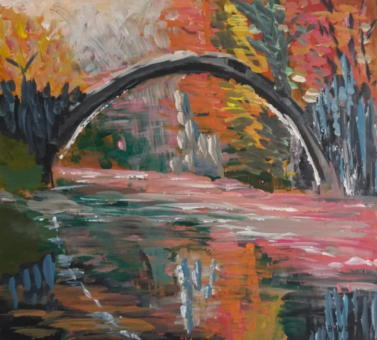 Rakotzbrücke aka The Devils Bridge / acryl / 60x55cm / on triplex / Bart van Wolde / 2020 / 500 euro