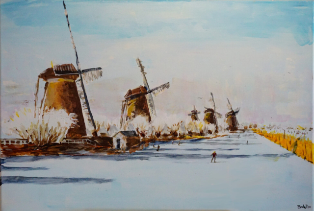 Kinderdijk In De Winter / 60x40cm / on canvas / 2020 / 500 euro